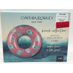 Cynthia Rowley Pink Beach Collection 41" Printed Inflatable Tube With Turtle Des